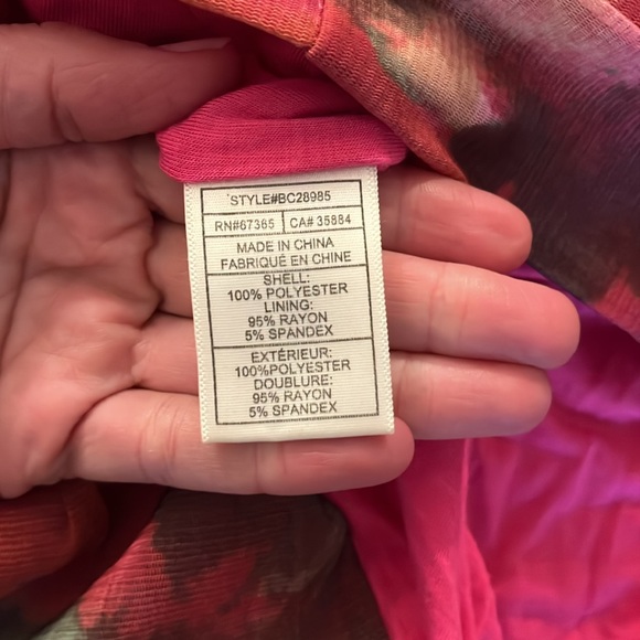 Strapless Bodycon Mini Abstract Floral Ruched Tulle Sz 0 - Picture 11 of 11